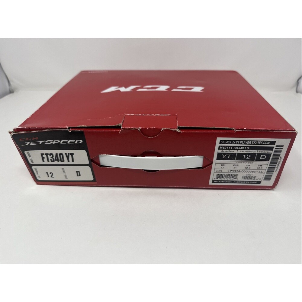 CCM FT340 YOUTH 12 D YT Jet speed Ice Hockey Player Skates BOX NICE Red Black